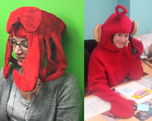 redpoint wears funny costumes to work