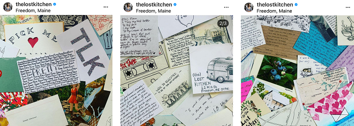 Dozens of colorful postcards sent to the Lost Kitchen restaurant requesting reservations.