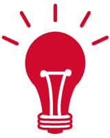 a red colored lightbulb with illumination marks signifying 20 tips to help tourism PR and marketing clients get the most out of their agency.